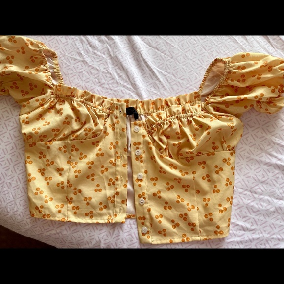 Love andOther things milkmaid crop topcherry print - Picture 6 of 7